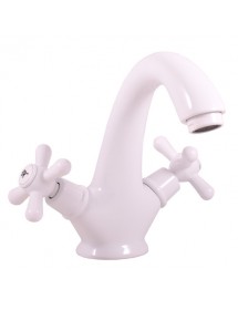 Mélangeur lavabo MORAVA laiton blanc sans pop up