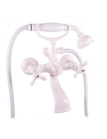 Mélangeur baignoire MORAVA RETRO en laiton blanc avec pommeau