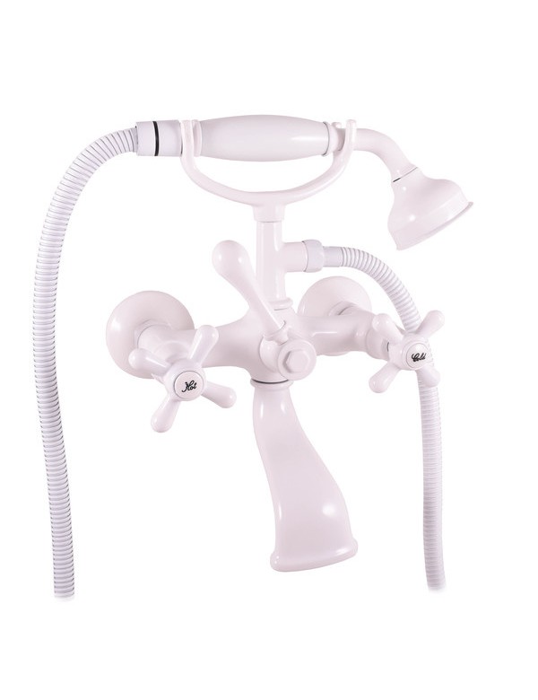 Mélangeur baignoire MORAVA RETRO en laiton blanc avec pommeau Mélangeur baignoire MORAVA RETRO en laiton blanc avec pommeau