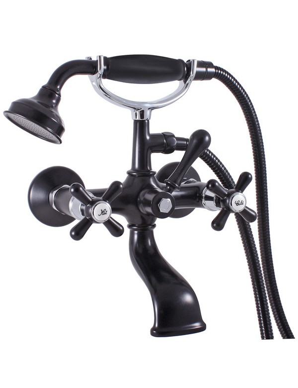Mélangeur baignoire MORAVA RETRO chrome noir mat Mélangeur baignoire MORAVA RETRO chrome noir mat