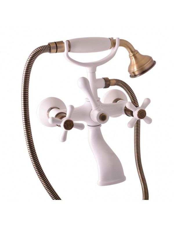 Mélangeur baignoire MORAVA RETRO laiton bronze blanc Mélangeur baignoire MORAVA RETRO laiton bronze blanc