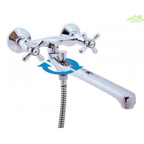 Mélangeur baignoire mural MORAVA en chrome avec ou sans douchette et long bec Mélangeur baignoire mural MORAVA en chrome avec ou sans douchette et long bec