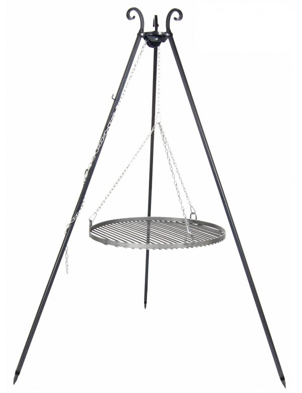 Barbecue sur Trépied et Grille en acier noir sablé