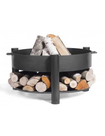 Brasero de jardin SOLAFA avec range bois en acier