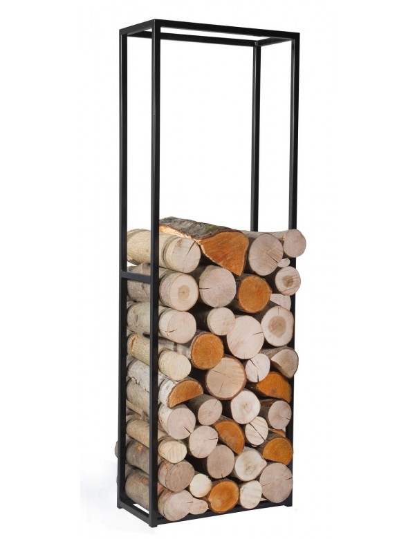 Range-bûches rectangulaire en acier noir "CORNEL" 120 cm