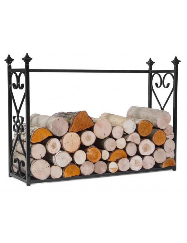 Porte bûches rectangulaire en acier noir "ALDI" 60x90x25 cm