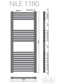 Radiateur sèche-serviette électrique thermostatique NILE en chrome H. 118cm Radiateur sèche-serviette électrique thermostatique NILE en chrome H. 118cm