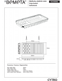 Porte-savon grille rectangulaire CYTRO en laiton chromé 30x 13x 2 cm Porte-savon grille rectangulaire CYTRO en laiton chromé 30x 13x 2 cm