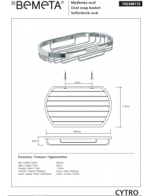 Porte-savon grille oval CYTRO en chrome 11,5x20x3cm
