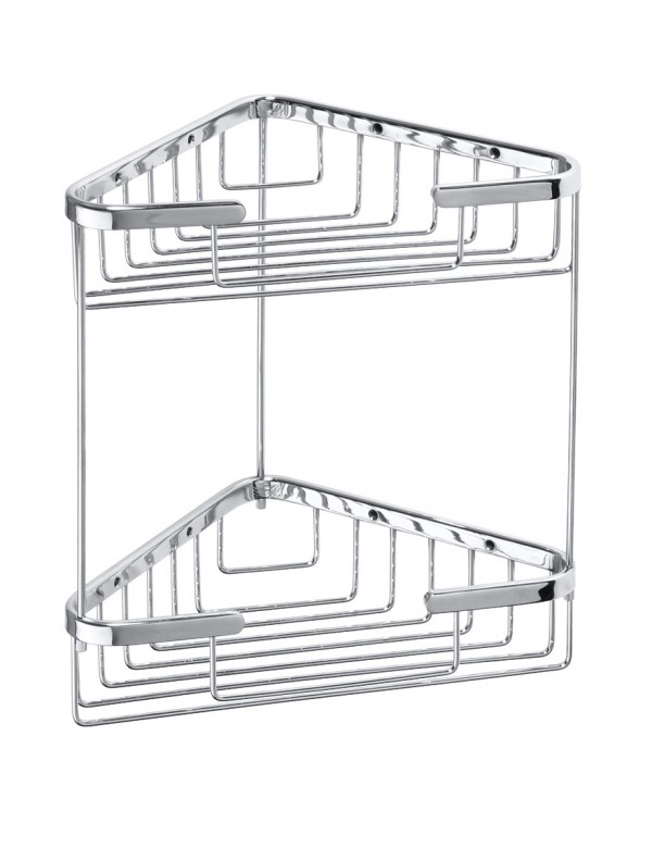 Range objet d'angle double étagère CYTRO en laiton chromé 16x15,5x32,5 cm Range objet d'angle double étagère CYTRO en laiton chromé 16x15,5x32,5 cm