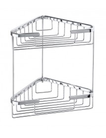 Range objet d'angle double étagère CYTRO en laiton chromé 16x15,5x32,5 cm