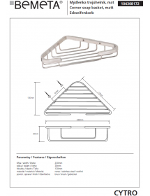 Porte-savon d'angle CYTRO en acier inoxydable 23x13x3 cm Porte-savon d'angle CYTRO en acier inoxydable 23x13x3 cm