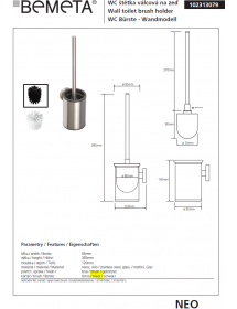 Brosse de toilette murale NEO en acier inoxydable 9,5x38,5x12 cm