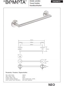 Porte-serviette NEO en acier inoxydable 35 x7 x5,5 cm