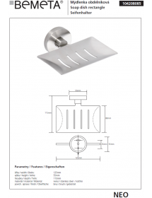 Porte-savon rectangulaire NEO en acier inoxydable 5,5x11,5x12,5cm