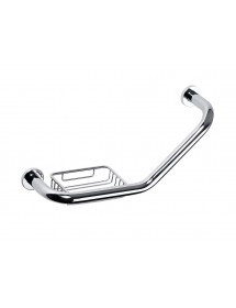 Barre de maintien coudée OMEGA en chrome avec porte savon 40x25x13cm