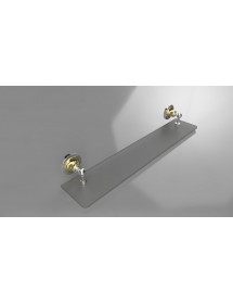 Tablette de douche murale en verre RETRO chromé doré 60x8,7x12 cm