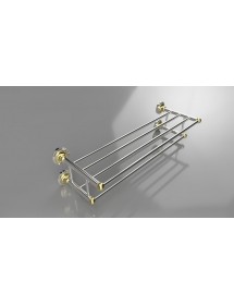 Etagère à double trapèze avec porte-serviettes RETRO chromé doré 66,5x16,5x22,5 cm