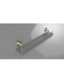 Tablette de douche murale en verre avec rail RETRO chromé doré 60 x8,7 x12 cm