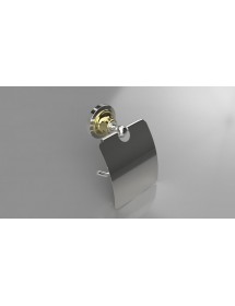 Dérouleur papier toilette avec couvercle RETRO chromé doré 14x15x10cm