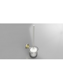 Goupillon de toilette mural en verre RETRO chromé doré 11x36x15cm Goupillon de toilette mural en verre RETRO chromé doré 11x36x15cm