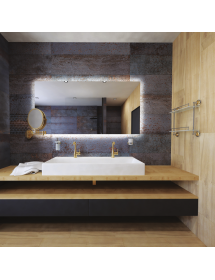 Etagère double de douche en verre RETRO chromé doré 40x42x12cm