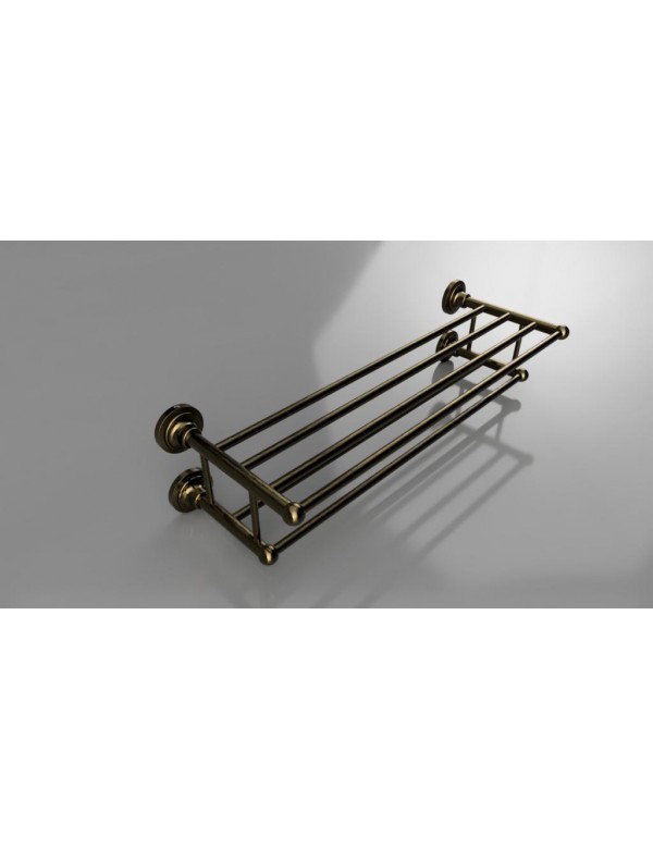 Etagère double trapèze avec porte-serviettes RETRO bronze 66,5x16,5x22,5 cm