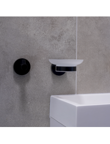 Porte-savon mural DARK en laiton noir et en verre DARK 11cm x 5,5cm x 12,9cm Porte-savon mural DARK en laiton noir et en verre DARK 11cm x 5,5cm x 12,9cm