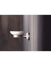 Porte-savon rond KERA en laiton et céramique 10,7 x6,6 x15 cm