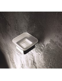 Porte-savon carré SOLO en verre et laiton chromé 10,4 x4,5 x11 cm