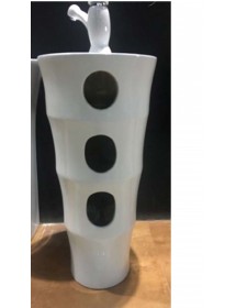 Lavabo totem rond à 1 trou ELYSEE 83x42x42 cm en céramique