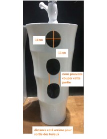 Lavabo totem rond à 1 trou ELYSEE 83x42x42 cm en céramique