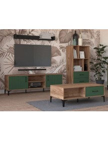 Meuble TV LUGO coloris chêne vert 164,5x40x58,4 cm