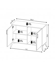 Buffet 2 portes et 2 tiroirs LUGO coloris chêne vert 112x42x78,40cm