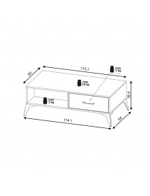 Table basse LUGO coloris chêne vert 114,10x64x38,4 cm