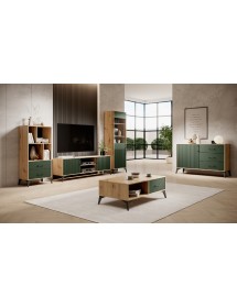 Buffet vaisselier à porte réversible LUGO coloris chêne vert 59,9x42x197,60 cm
