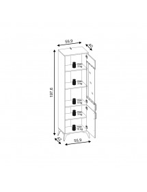 Buffet vaisselier à porte réversible LUGO coloris chêne vert 59,9x42x197,60 cm