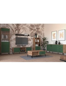 Buffet vaisselier à porte réversible LUGO coloris chêne vert 59,9x42x197,60 cm