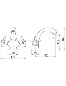 Mélangeur lavabo rétro MORAVA en chrome sans siphon