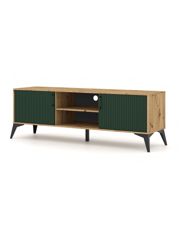 Meuble TV LUGO coloris chêne vert 164,5x40x58,4 cm