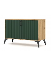 Buffet 2 portes et 2 tiroirs LUGO coloris chêne vert 112x42x78,40cm