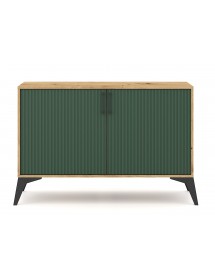 Buffet 2 portes et 2 tiroirs LUGO coloris chêne vert 112x42x78,40cm