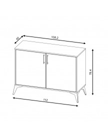 Buffet 2 portes et 2 tiroirs LUGO coloris chêne vert 112x42x78,40cm
