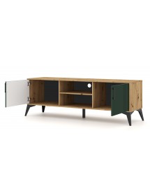 Meuble TV LUGO coloris chêne vert 164,5x40x58,4 cm