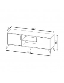 Meuble TV LUGO coloris chêne vert 164,5x40x58,4 cm