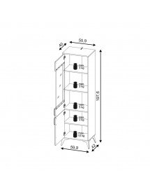 Buffet vaisselier à porte réversible LUGO coloris chêne vert 59,9x42x197,60 cm