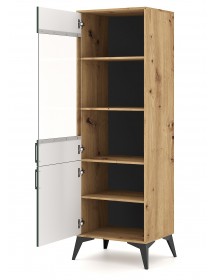 Buffet vaisselier à porte réversible LUGO coloris chêne vert 59,9x42x197,60 cm