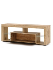 Meuble TV EVEREST coloris chêne et noir 140x35x50 cm