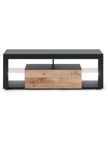 Meuble TV à poser ou à suspendre EVEREST gris et chêne 140x35x50 cm