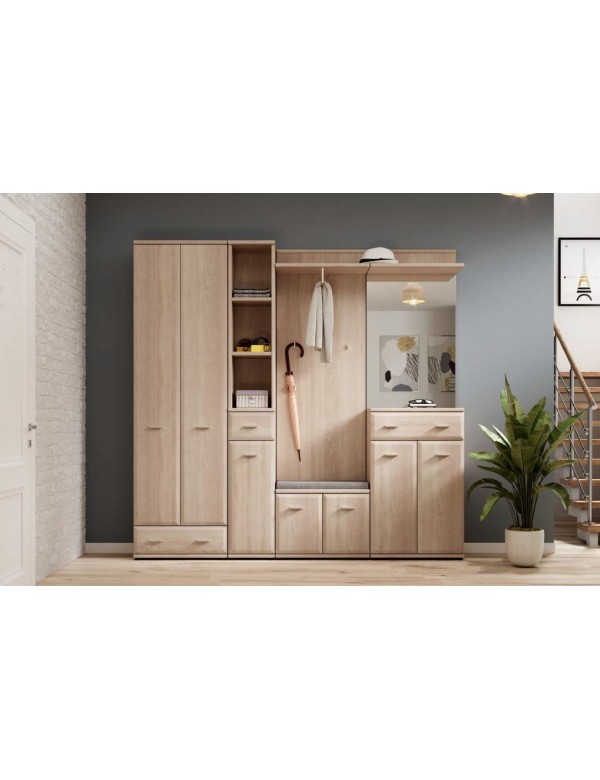 Dressing complet ARMARIO coloris chêne sonoma 210x32 H.203 cm